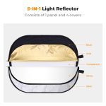 K&F Concept 100x150cm 5-in-1 Oval Foldable Reflector - Image 4